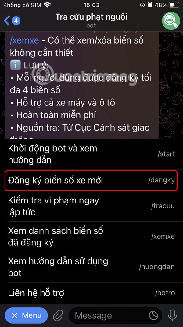 Latest instructions for looking up fines on Telegram Picture 4