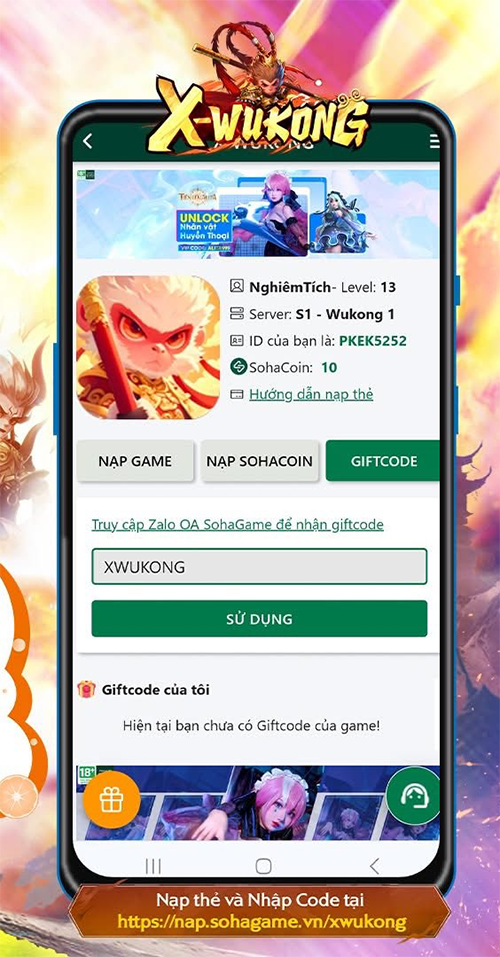 Latest X-Wukong Dai Chien Tam Gioi Code and how to redeem code Picture 3