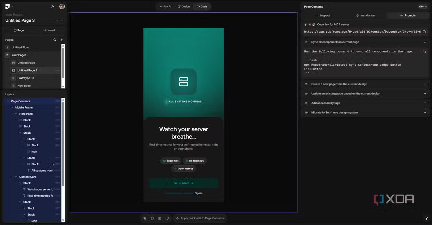 images 14 of Learn about Subframe: A coding vibe tool that replaces Claude Design, Figma Make, and Replit.