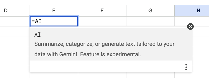 Learn about Google Sheets' AI() function: Converting prompts into results. Picture 1