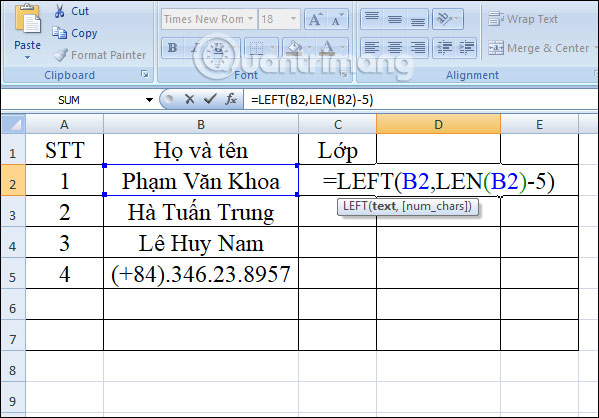 Picture 12 of The LEFT function: Extracts characters from the left side of a string in Excel.