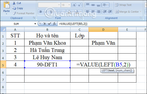 Picture 14 of The LEFT function: Extracts characters from the left side of a string in Excel.
