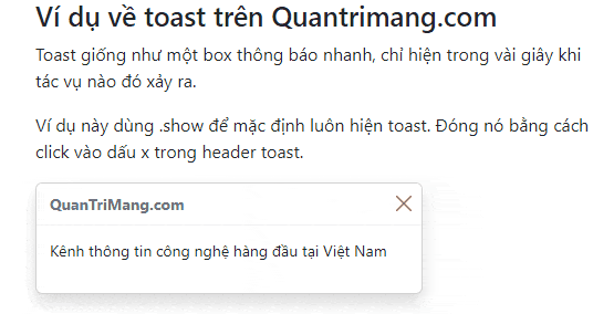 Picture 1 of Lesson 26: Toast in Bootstrap 5