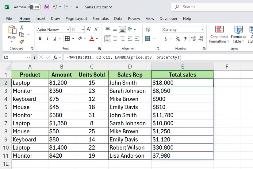 MAP function in Excel Picture 4