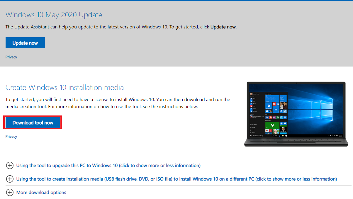 Media Creation Tool - Software to download Windows 10 from Microsoft Picture 2