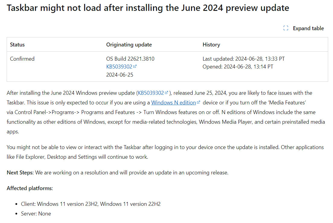 Microsoft confirms that recent Windows 11 updates cause taskbar errors Picture 1