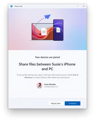 Microsoft officially supports sharing files from iPhone to Windows using Phone Link application Picture 1