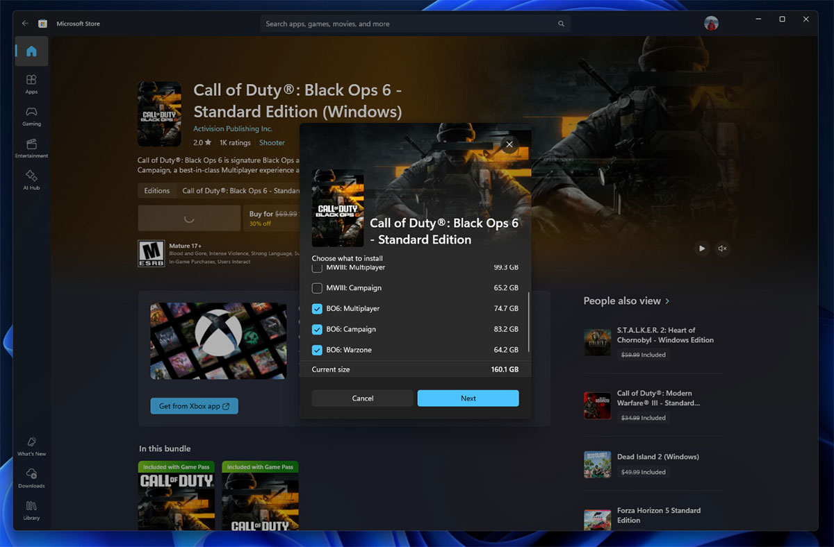 Microsoft Store will allow users to download specific parts of apps and games Picture 1