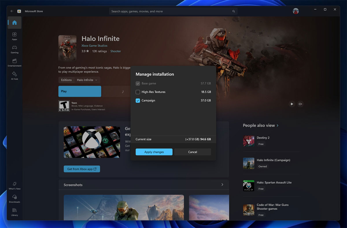 Microsoft Store will allow users to download specific parts of apps and games Picture 2