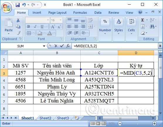 Picture 2 of MID function: A function to extract a string of characters in Excel - Similar to the LEFT and RIGHT functions.