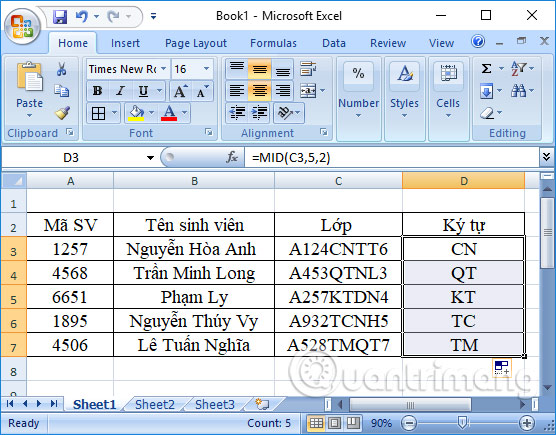 Picture 4 of MID function: A function to extract a string of characters in Excel - Similar to the LEFT and RIGHT functions.