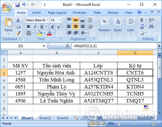 Picture 7 of MID function: A function to extract a string of characters in Excel - Similar to the LEFT and RIGHT functions.
