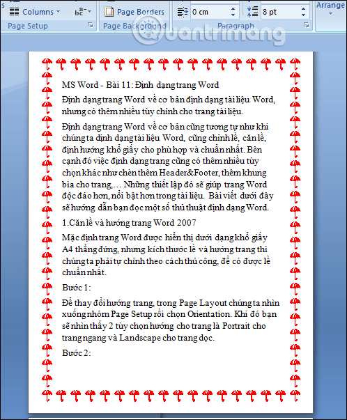Picture 8 of MS Word - Lesson 11: Formatting Word Pages