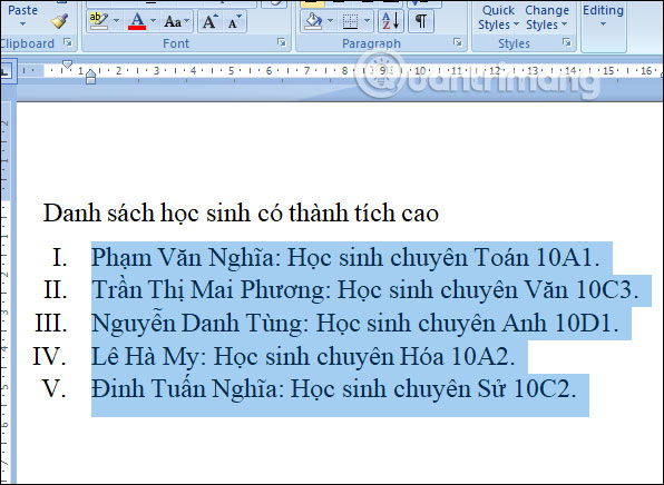 Picture 11 of MS Word - Lesson 15: Numbering at the beginning of lines