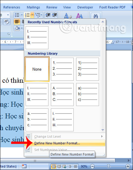 Picture 12 of MS Word - Lesson 15: Numbering at the beginning of lines