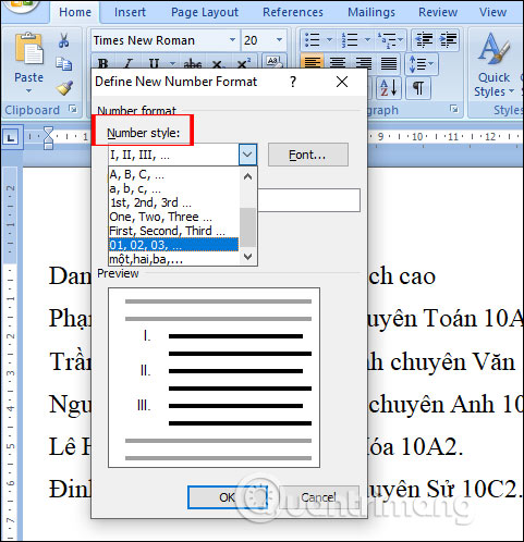 Picture 13 of MS Word - Lesson 15: Numbering at the beginning of lines