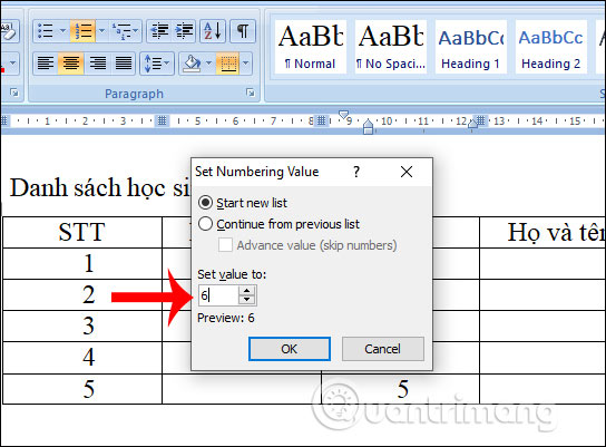 Picture 19 of MS Word - Lesson 15: Numbering at the beginning of lines