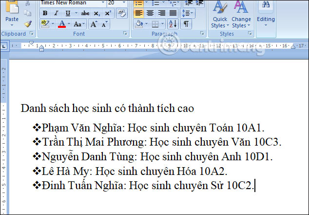 Picture 2 of MS Word - Lesson 15: Numbering at the beginning of lines