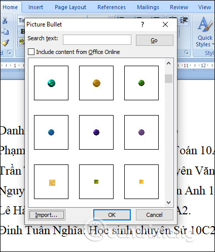 Picture 8 of MS Word - Lesson 15: Numbering at the beginning of lines