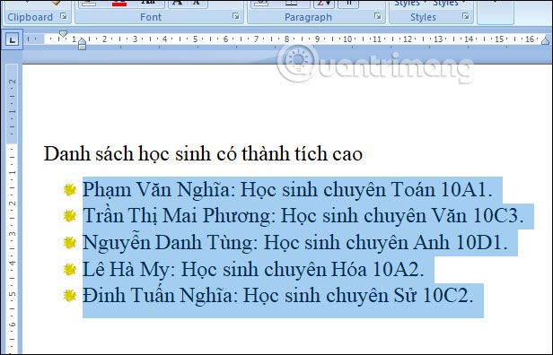 Picture 9 of MS Word - Lesson 15: Numbering at the beginning of lines