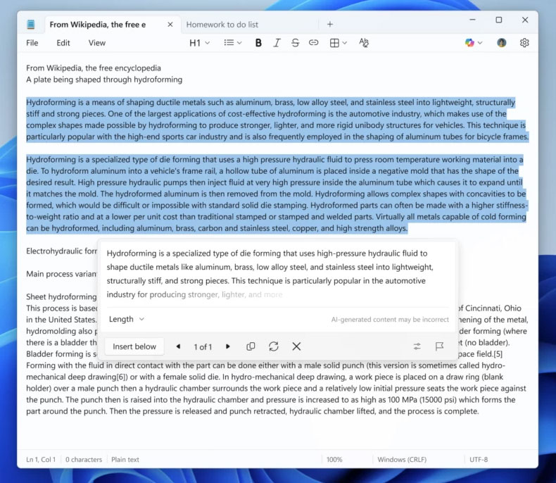 Notepad on Windows 11 now supports creating tables and upgraded a series of AI features Picture 2