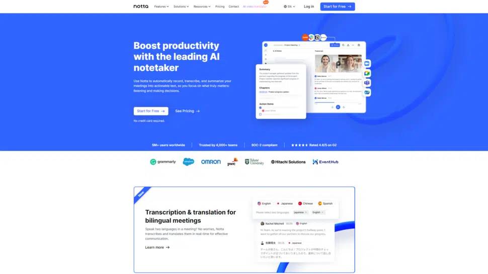 Notta - An AI note-taking app that helps visualize meeting decisions. Picture 1