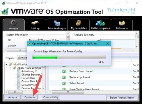 Picture 3 of Optimize Windows 10 using VMware OS Optimization Tool