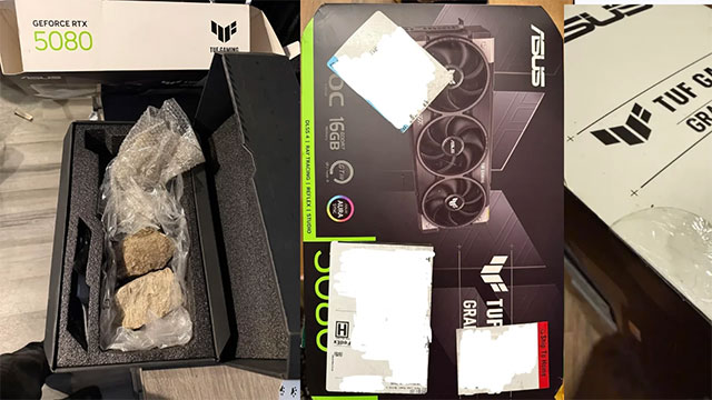 Ordered RTX 5080 GPU worth $1,200, customer received 4 rocks, Best Buy refused to refund Picture 1