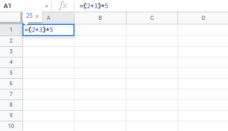 Parentheses in Google Sheets Picture 3