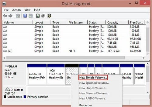 Picture 5 of Partitioning a hard drive in Windows 8, how to partition a hard drive in Windows 8.