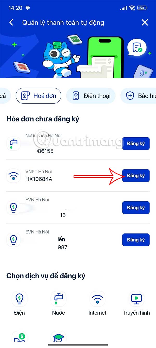 Instructions for registering for automatic bill payment on ZaloPay Picture 3
