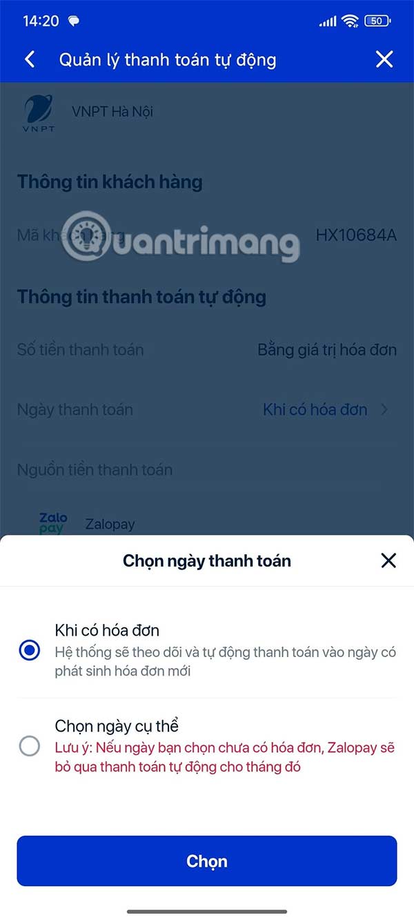 Instructions for registering for automatic bill payment on ZaloPay Picture 5