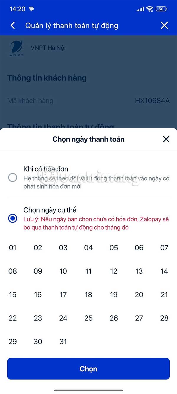 Instructions for registering for automatic bill payment on ZaloPay Picture 6