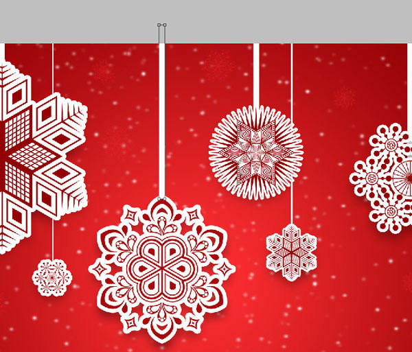 Photoshop CS6: Create a Christmas card with snowflakes on a red background. Picture 33