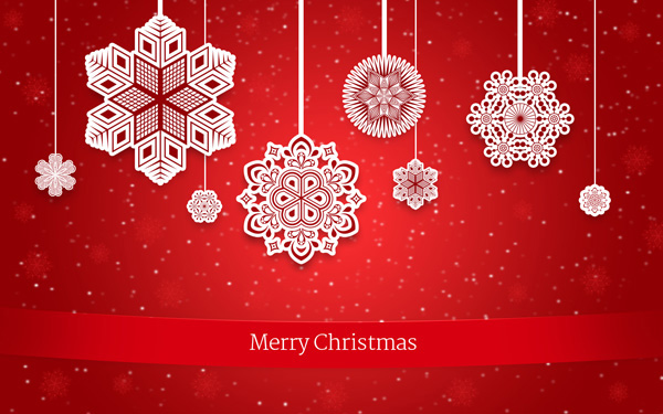 Photoshop CS6: Create a Christmas card with snowflakes on a red background. Picture 36