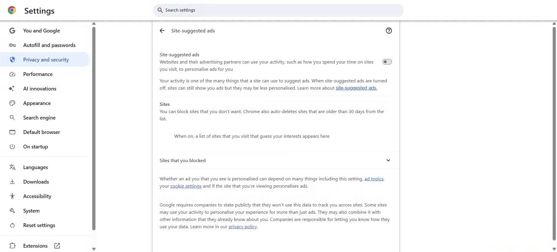 Turn off this hidden panel to stop Chrome from tracking your browsing activity! Picture 3