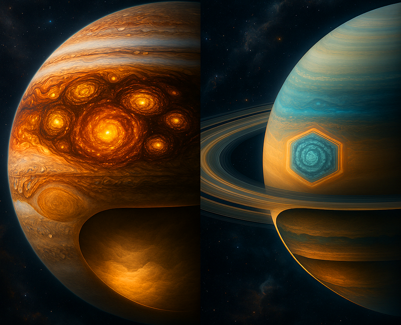Polar cyclones reveal the hidden inner structures of Jupiter and Saturn. Picture 2