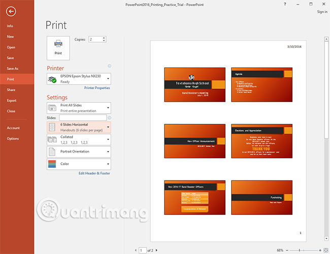 PowerPoint 2016: How to print slides and presentations Picture 12