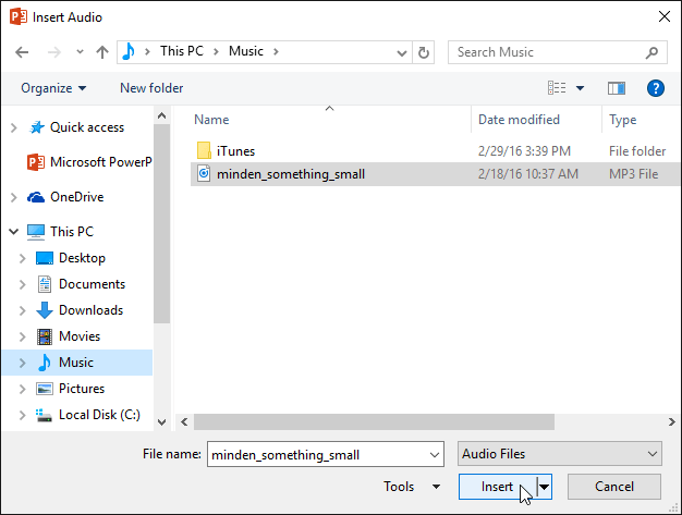 PowerPoint 2019 (Part 20): Inserting Audio Picture 2