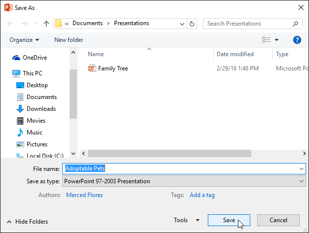 PowerPoint 2019 (Part 3): Saving your presentation Picture 12