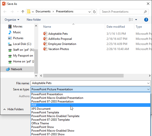 PowerPoint 2019 (Part 3): Saving your presentation Picture 13