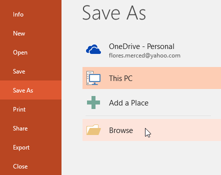 PowerPoint 2019 (Part 3): Saving your presentation Picture 2
