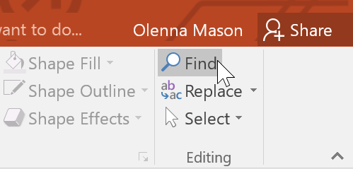 PowerPoint 2019 (Part 9): Using Find & Replace Picture 1