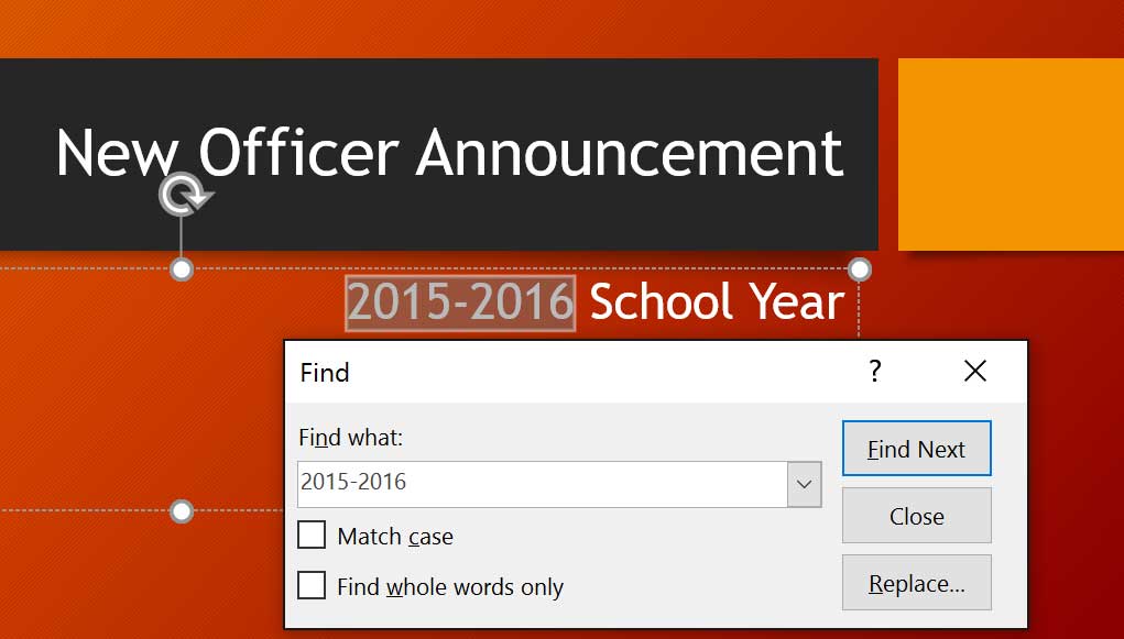 PowerPoint 2019 (Part 9): Using Find & Replace Picture 3