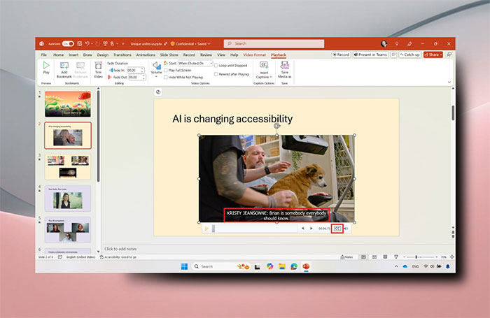 PowerPoint supports SRT files for subtitles and captions Picture 1