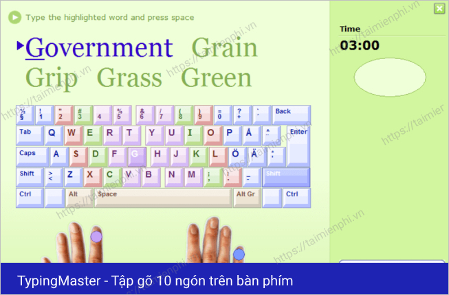 Picture 2 of Practice typing with 10 fingers, effective 10-finger typing practice software.