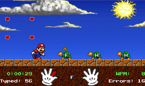 Practice typing with 10 fingers with Mario Teaches Typing online, an extremely attractive typing practice game Picture 4