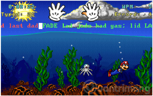 Practice typing with 10 fingers with Mario Teaches Typing online, an extremely attractive typing practice game Picture 5