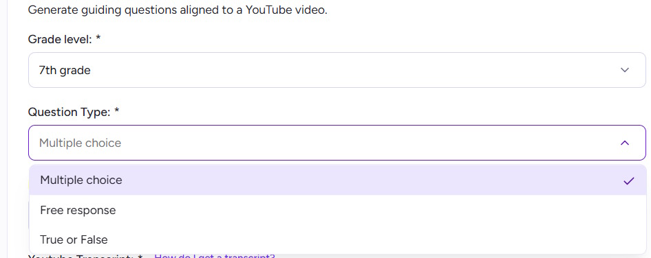 Quickly create multiple-choice quizzes from videos using Magic School AI. Picture 3