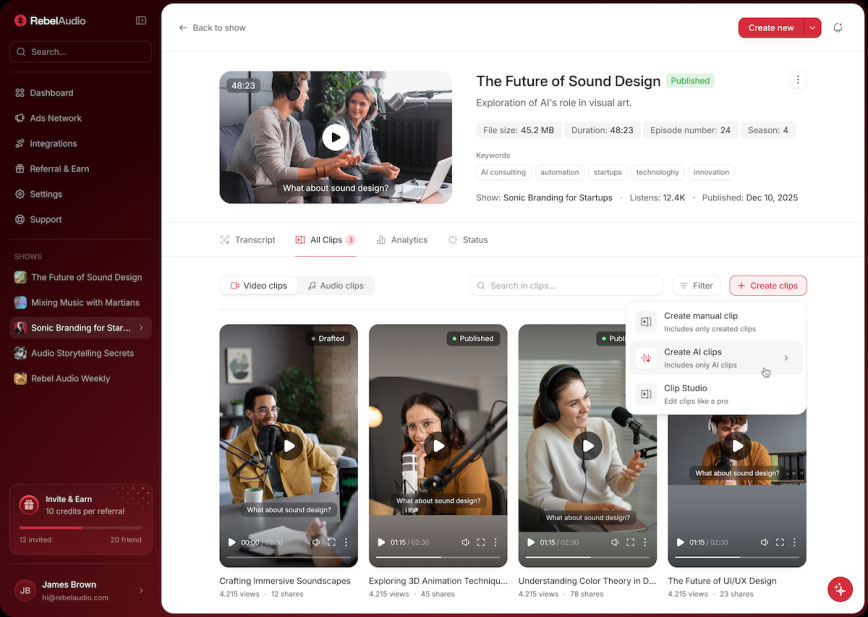 Rebel Audio: An all-in-one AI podcast creation tool for beginners. Picture 2